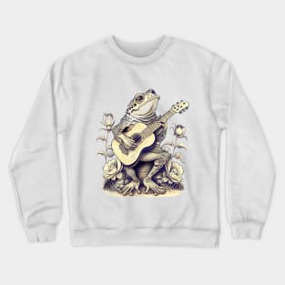 Cottagecore Frog Playing His Acoustic Guitar Crewneck Sweatshirt